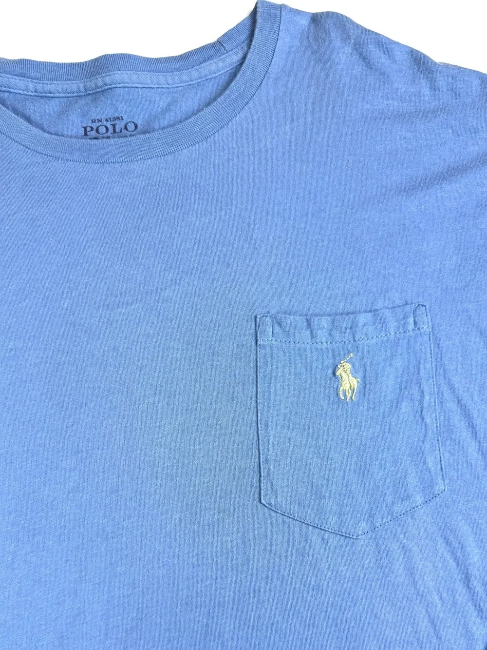 Polo Ralph Lauren Blue Long Sleeve Pocket Tee Shirt Pony Logo Men Medium